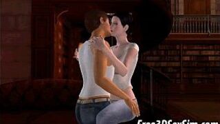 Sexy 3D brunette sucks cock and gets fucked hard porn video